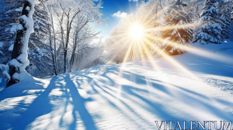 Captivating Winter Landscape: Sparkling Snow and Serene Beauty AI Image