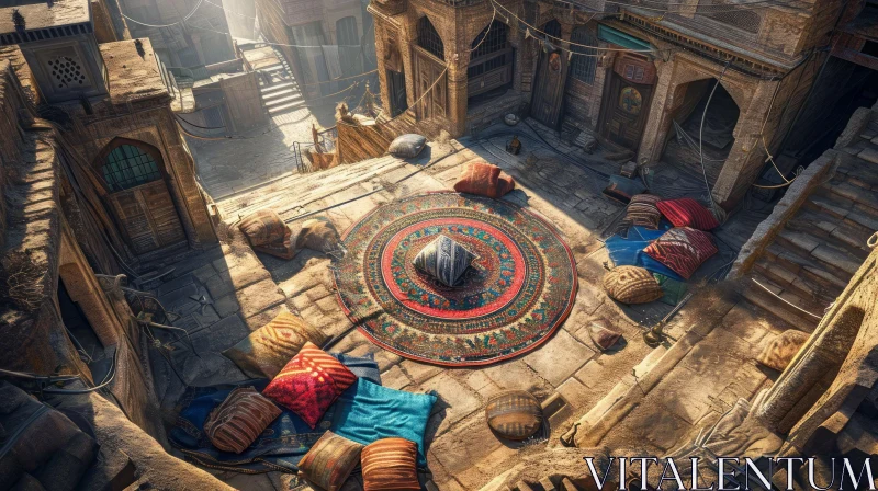 Enchanting Top View of Ancient City Courtyard AI Image