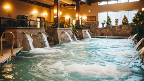 Luxurious Stone Hot Tub with Waterfalls | Indoor Relaxation
