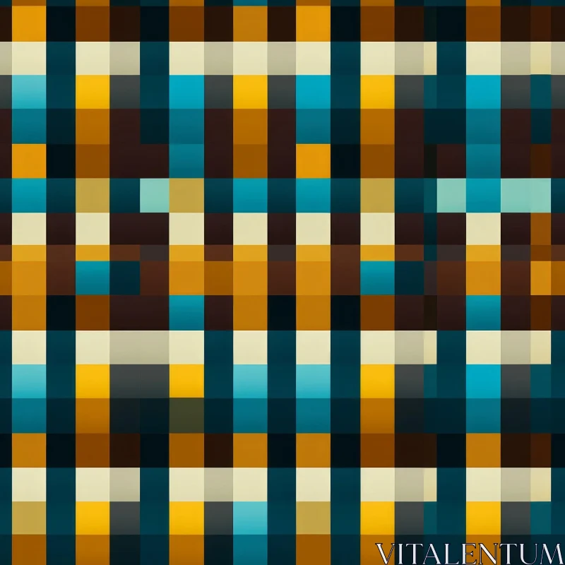 Pixel Pattern in Blue and Brown - Seamless Geometric Design AI Image