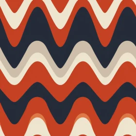 Retro Waves Seamless Pattern in Orange, Blue, and Cream