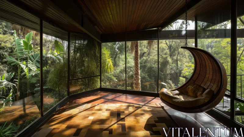 Serenity in Nature: Captivating Living Room with Jungle View AI Image