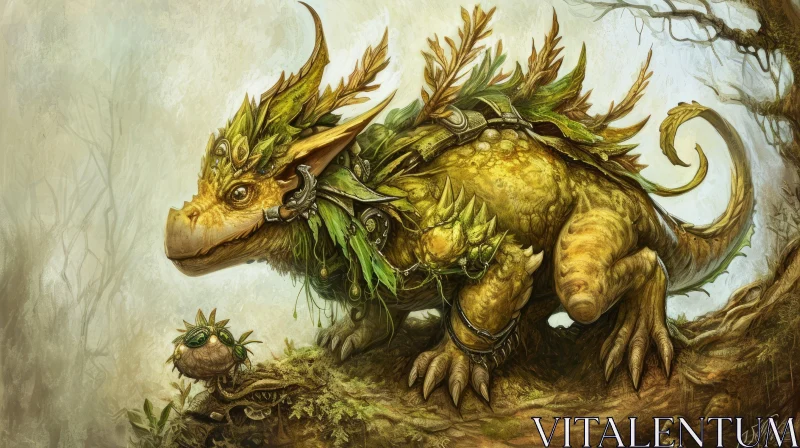 Digital Painting of a Fantasy Creature in a Green Forest