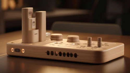 Futuristic Wooden Music Production Controller for Electronic Music