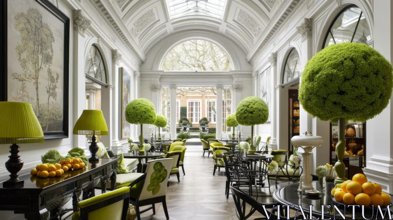 Luxurious Dining Room with Arched Windows | Modern Style AI Image