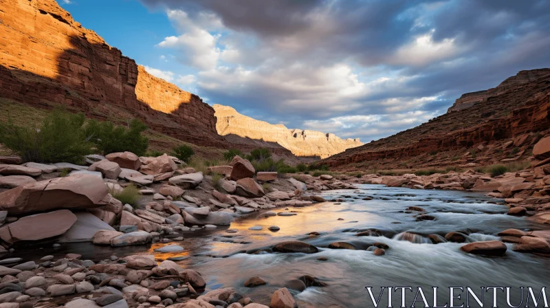 Serene River in a Canyon: Captivating Nature Photography AI Image