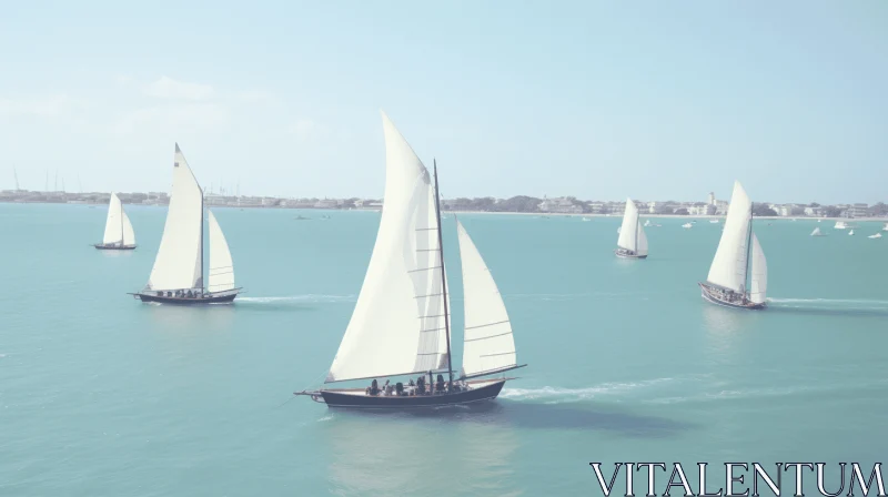 Serenity on the Ocean: Captivating Sail Boats in Vintage Venetian Style AI Image
