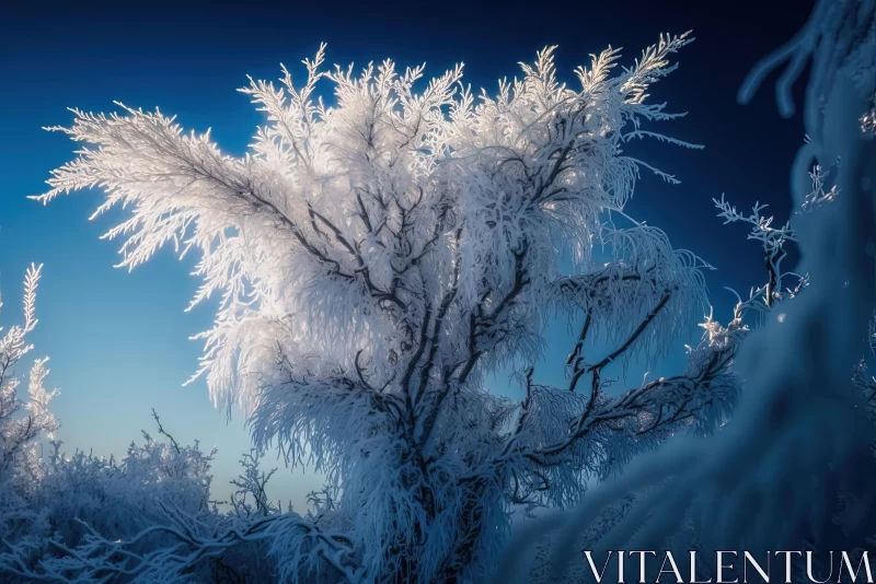 Captivating Frost-Covered Tree in Russian Countryside - A Winter Wonderland AI Image