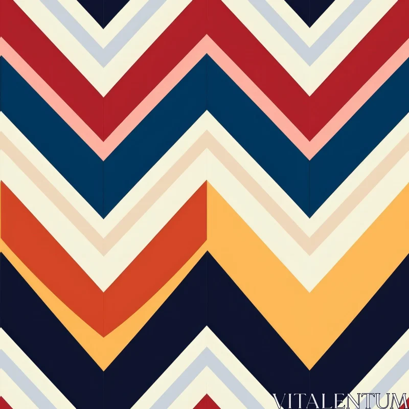AI ART Dynamic Geometric Chevron Pattern in Red, Blue, Yellow, and White