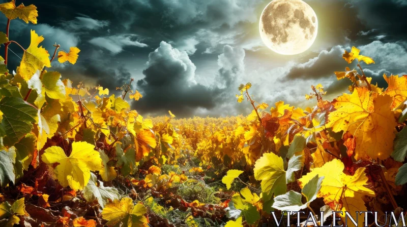 Enchanting Autumn Vineyard Landscape AI Image