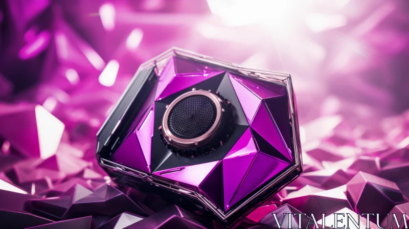 Futuristic 3D Geometric Speaker - Glossy Purple Finish AI Image
