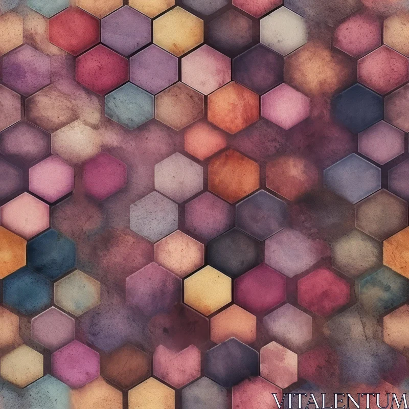 AI ART Hexagon Pattern with Grunge Texture