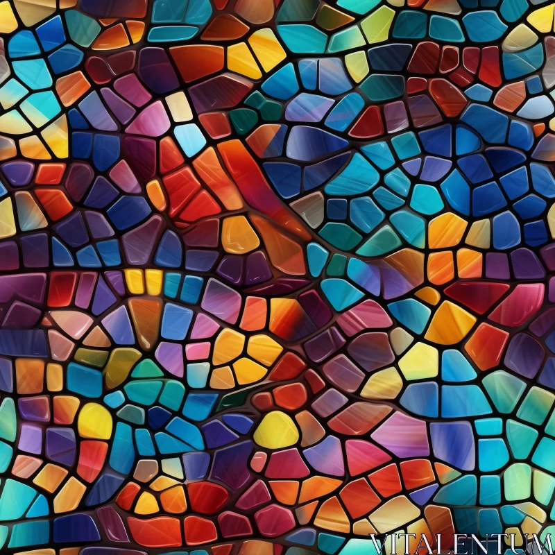 Intricate Stained Glass Mosaic Fractal Pattern AI Image