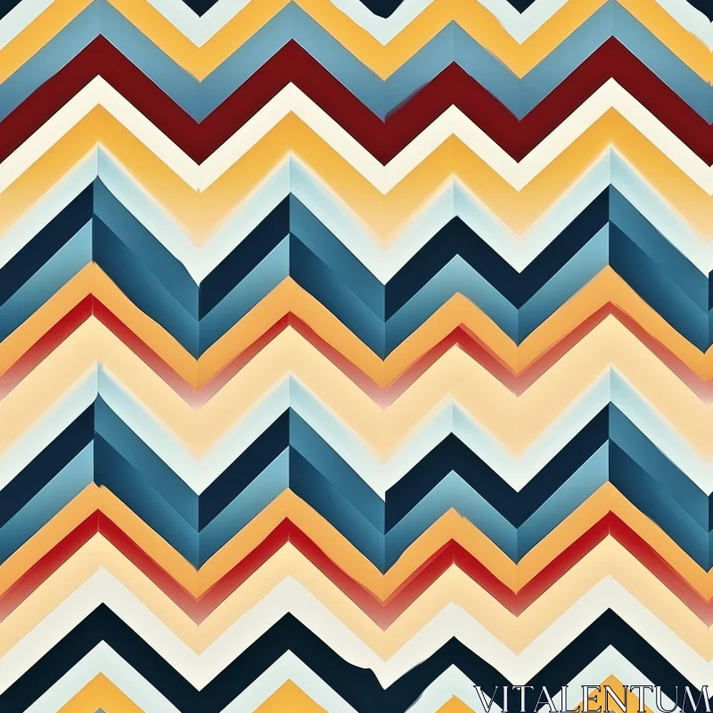 3D Chevrons Seamless Pattern in Red, Blue, Yellow, White AI Image