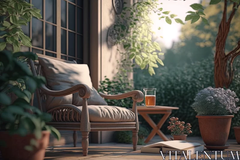 AI ART Captivating Chair in Porch: A Stunning Artistic Rendering