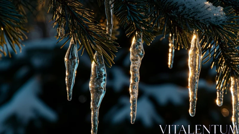 Glistening Icicles: A Captivating Natural Wonder AI Image