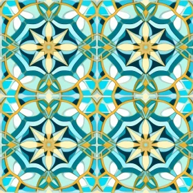 Moroccan Tiles Geometric Pattern in Blue and Green
