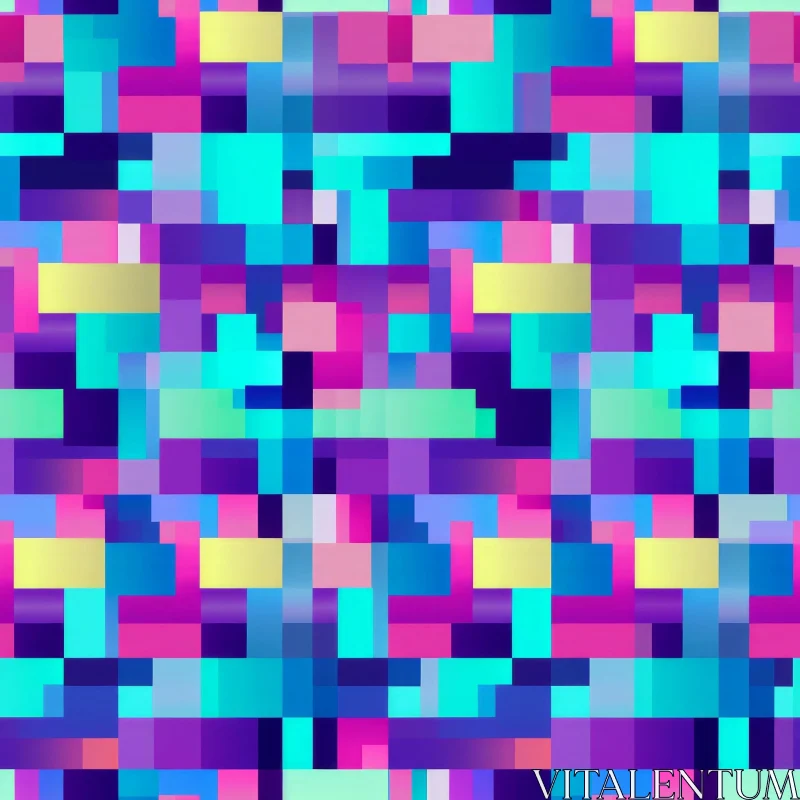Pixel Glitch Pattern - Vibrant Seamless Design AI Image