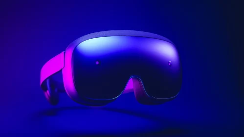 Virtual Reality Headset in Blue and Pink Neon Lighting