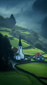 Captivating Country Church in Lush Green Fields | Tranquil Nature Photography