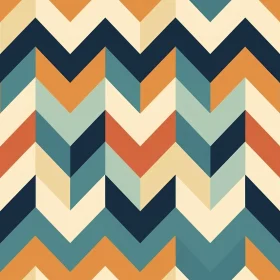 Retro Geometric Chevrons in Blue, Orange, Yellow