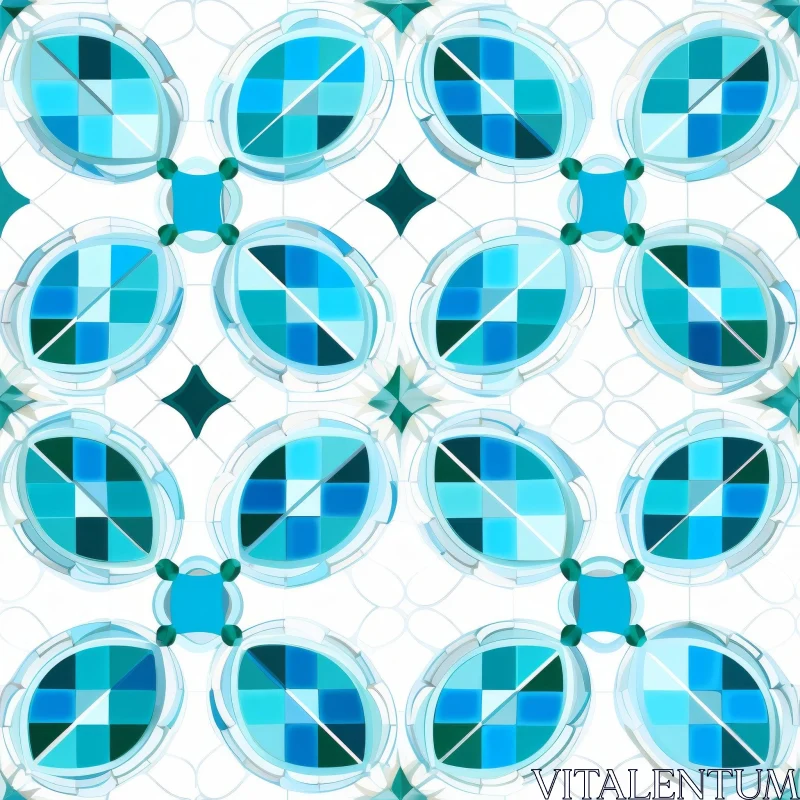 AI ART Blue and Green Geometric Pattern for Fabric and Wallpaper