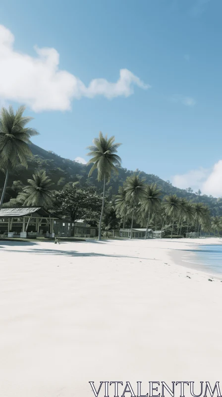 Captivating Beach with Palm Trees | Tranquil Rural Scenes AI Image