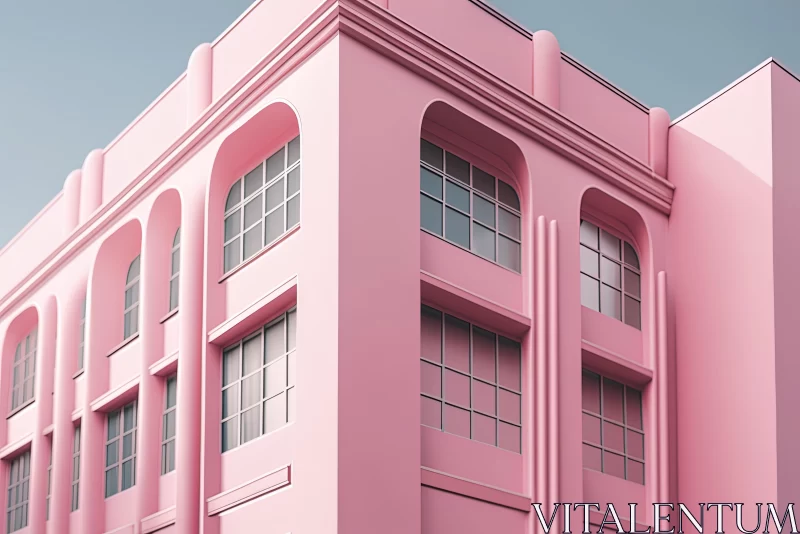 AI ART Captivating Pink Building: An Art Deco-Inspired Masterpiece