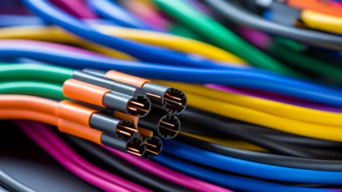 Colorful Multicolored Electrical Wires Collection AI Image