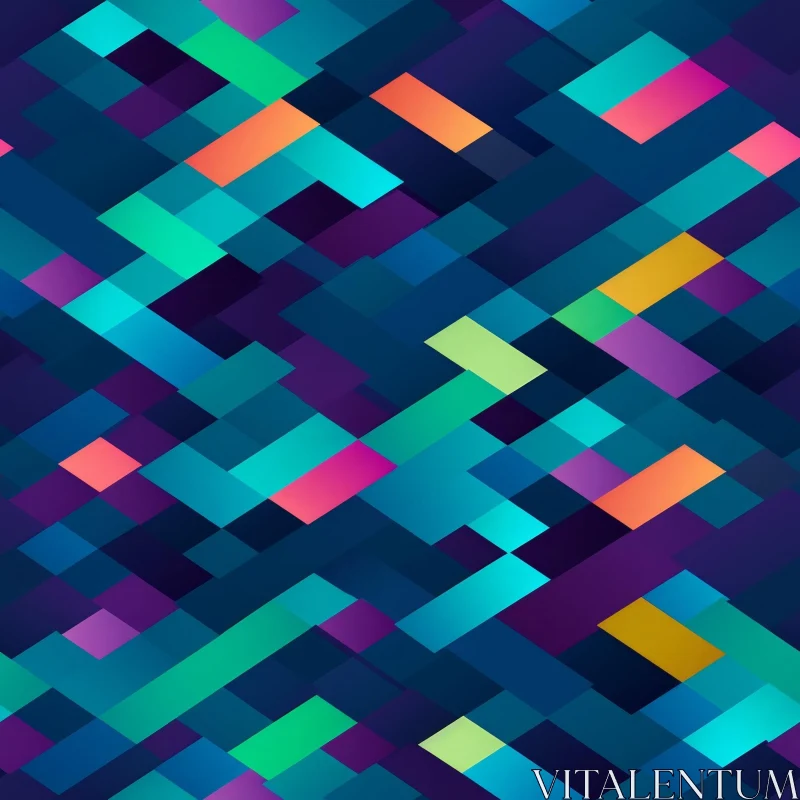 AI ART Dark Blue Geometric Pattern with Multicolored Rhombi