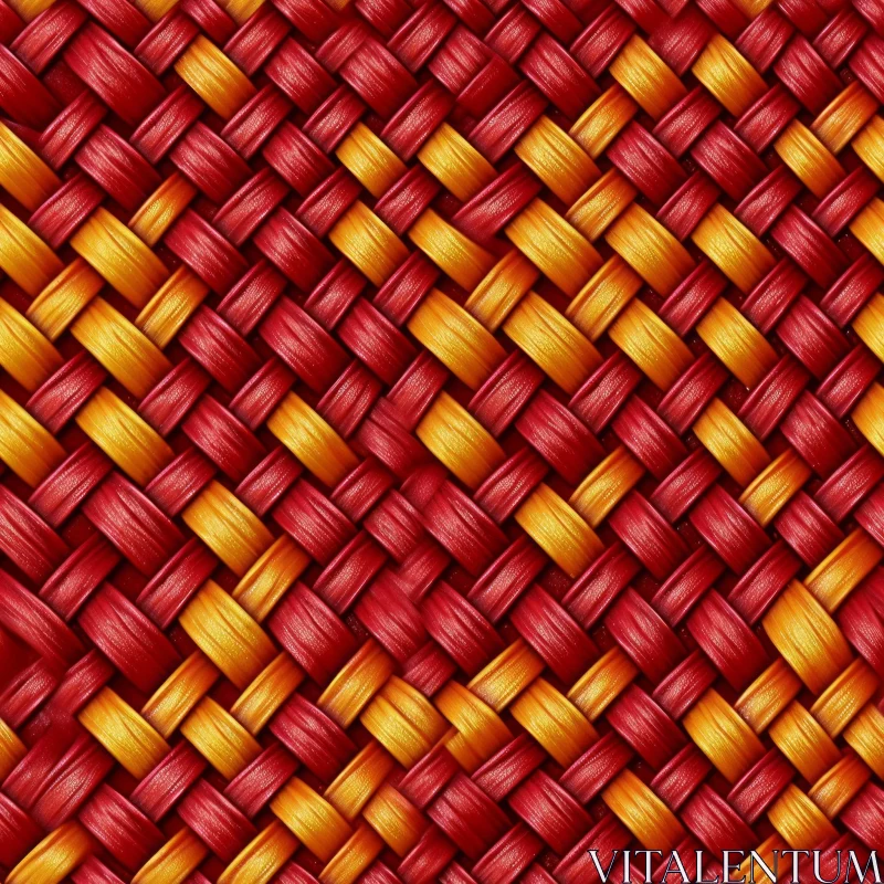 Detailed Red and Orange Basket Weave Pattern AI Image