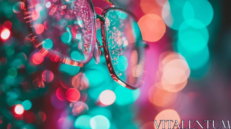 Multicolored Lights Reflection on Glasses - Abstract Art AI Image