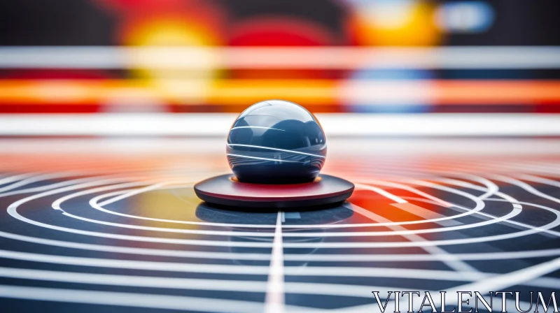 Futuristic 3D Trackball on Glowing Surface AI Image