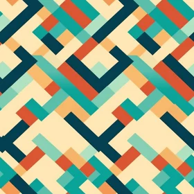 Interlocking Rectangles Geometric Pattern in Blue and Green