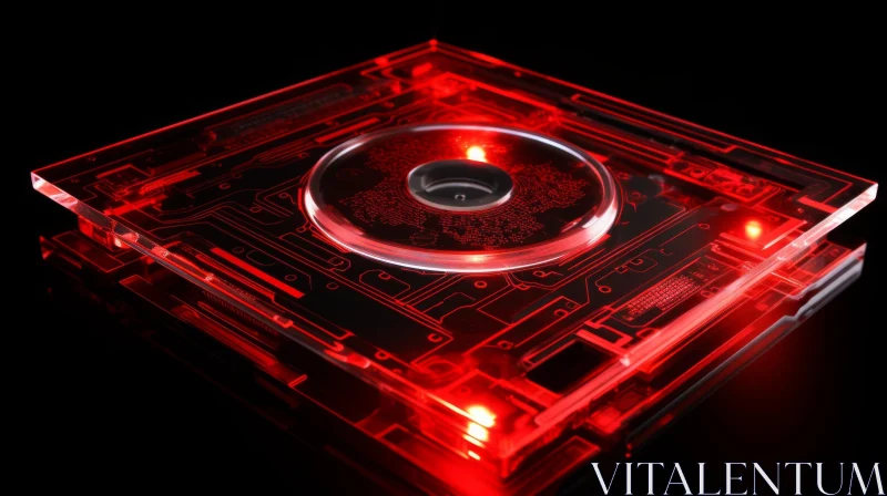 Red Transparent Electronic Device on Reflective Surface AI Image