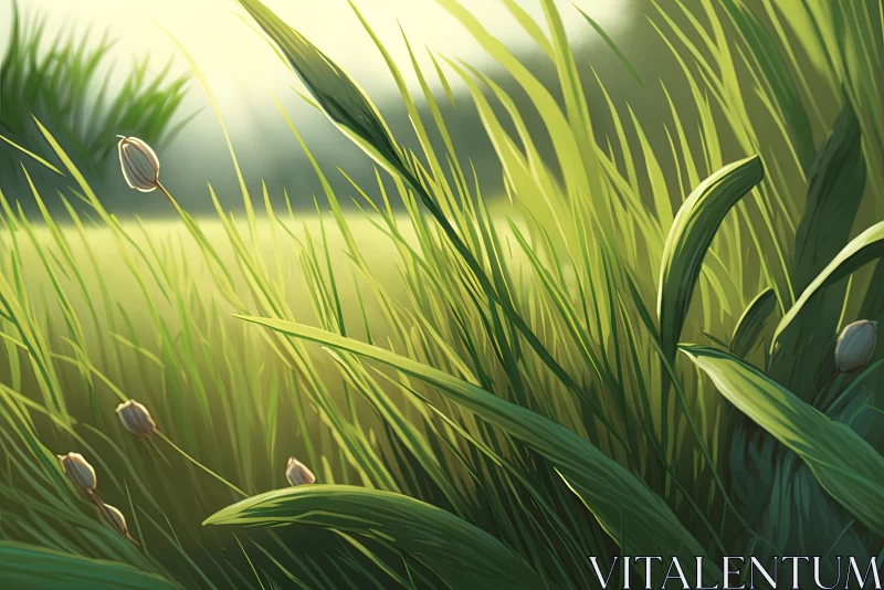 Vibrant Grass Field with Flowers | 2D Game Art | Cartoonish Realism AI Image