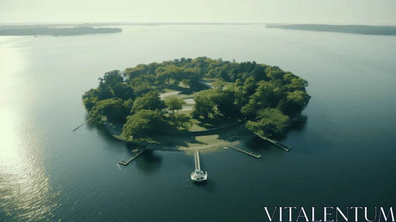 Captivating Island in Water Reservoir - Danish Design AI Image