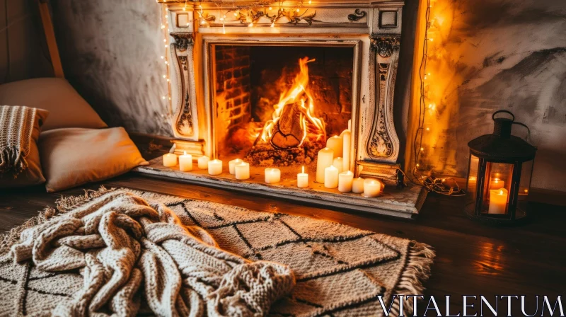 AI ART Cozy Living Room with Fireplace: A Warm Haven of Comfort