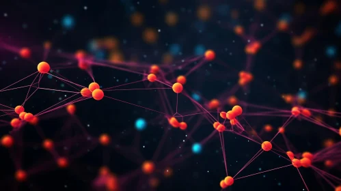 Glowing Orange Neural Network | Futuristic Technology Art