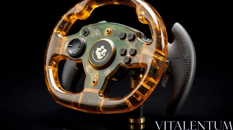 Transparent Yellow Steering Wheel with Buttons and Paddle Shifters AI Image