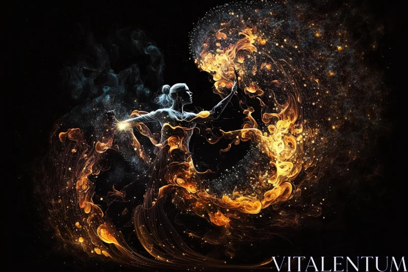 Captivating Fire Dance: Detailed Fantasy Art AI Image