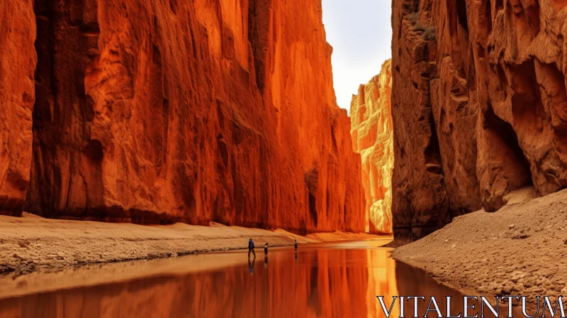 Captivating Nature Photography: Red Canyon Surrounded by Water AI Image