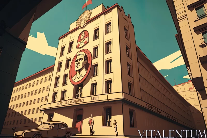 Monumental Building with Soviet Socialist Realism Style AI Image