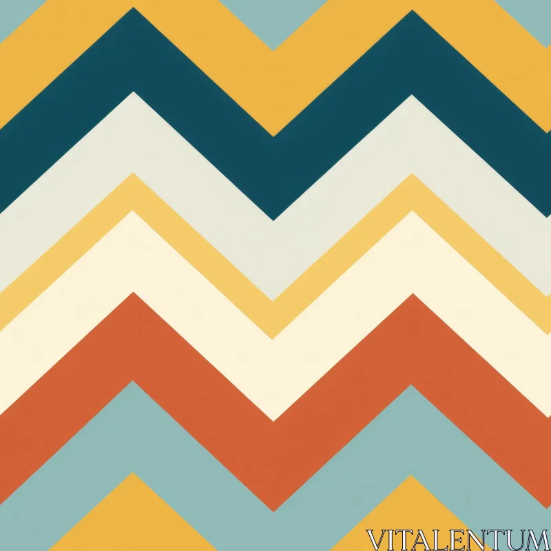 Retro Zig Zag Chevrons Pattern | Warm Color Palette AI Image