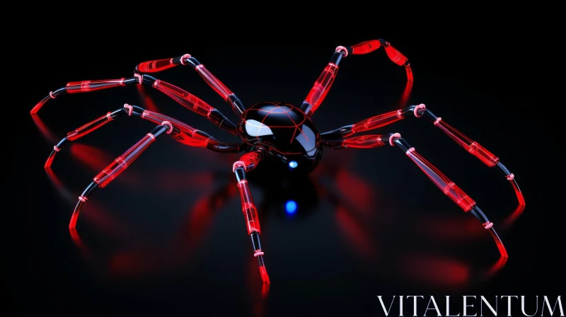 Black and Red 3D Spider with Reflective Surface AI Image