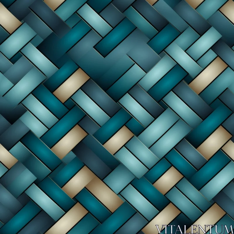 Blue and Tan Geometric Basket Weave Pattern AI Image