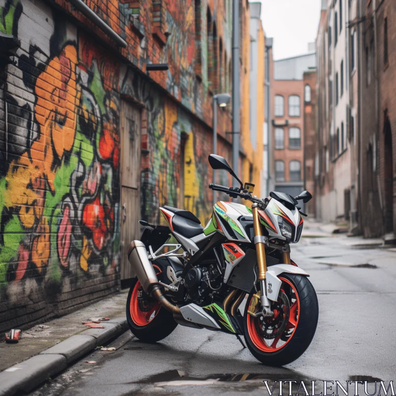 Captivating Motorcycle Mural: A Fusion of East and West AI Image