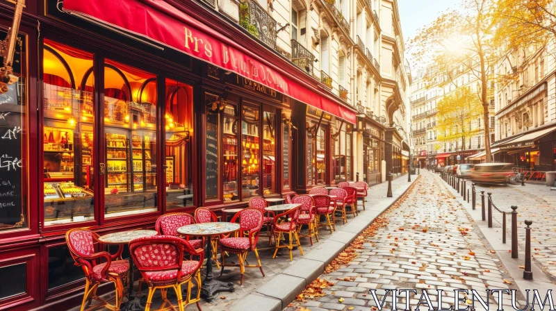 Enchanting Paris Street in Autumn | Charming Cafes and Shops AI Image