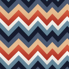 Retro Geometric Zig-Zag Stripes Pattern in Blue and Orange