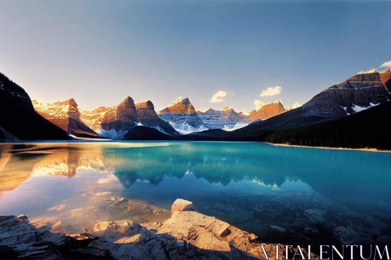 Ethereal Beauty: A Mesmerizing Mountain Lake in Canada AI Image